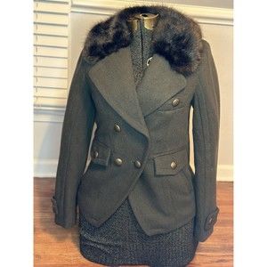 AMERICAN EAGLE OUTFITTERS Olive Green Wool Military Style Jacket Womens M NWT